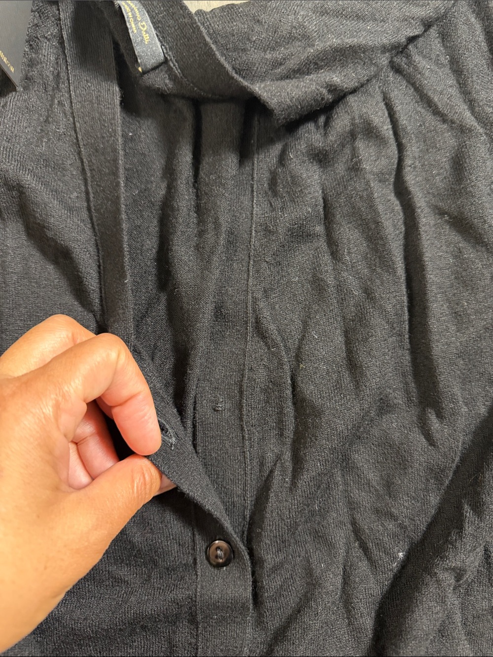 Massimo Dutti Black V-Neck Button-Front Cardigan - Picture 3 of 4